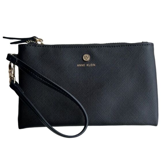 Anne Klein Wristlet Clutch For Women Black Gold hardware NWOT - Picture 1 of 12